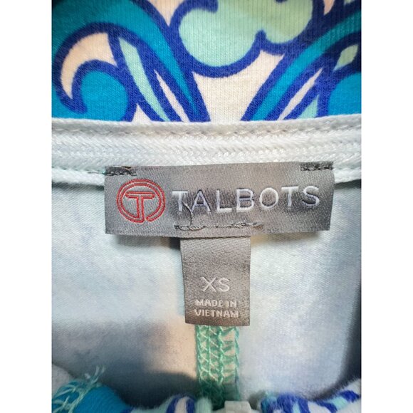 Talbots Womens Activewear Jacket Size  XS Blue White Geo Moroccan Tile Pullover - Picture 2 of 13